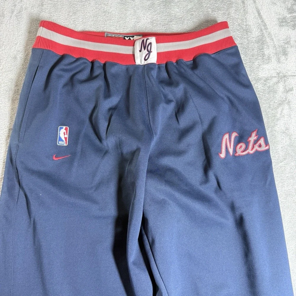 NIKE Team New Jersey Nets Y2K Vintage NBA Warm Up Pants XXL Snap Button Ankle